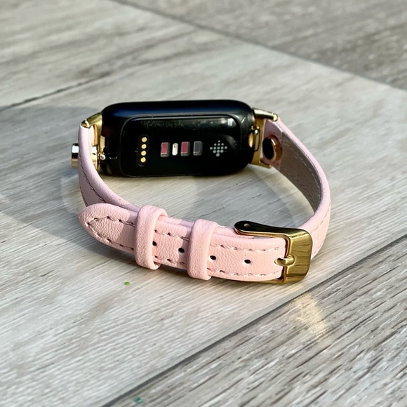 Fitbit Inspire 3 Band Women Strap Gold Accents Slim Leather Adjustable Bracelet - Picture 6 of 10